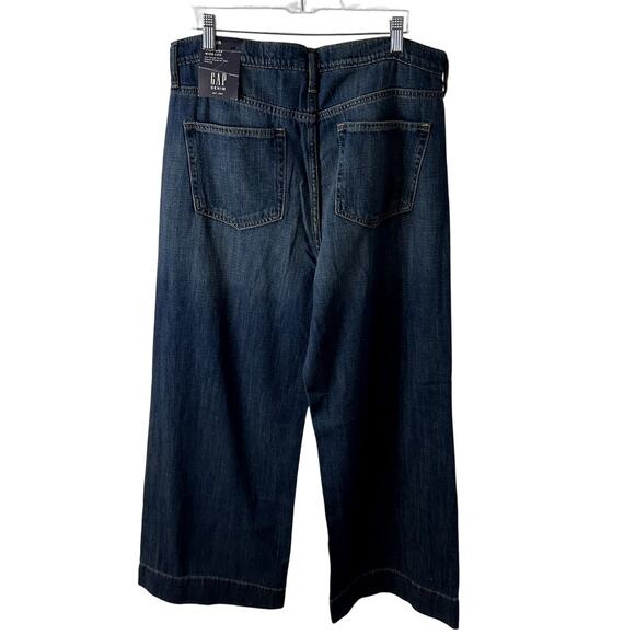 Gap High Rise Wide Leg Jeans Womens Size 14 32 Regular Dark Wash - Picture 3 of 6